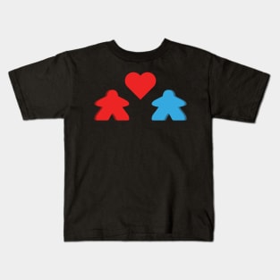 Red And Blue Meeple Couple Board Game Valentine's Day Kids T-Shirt